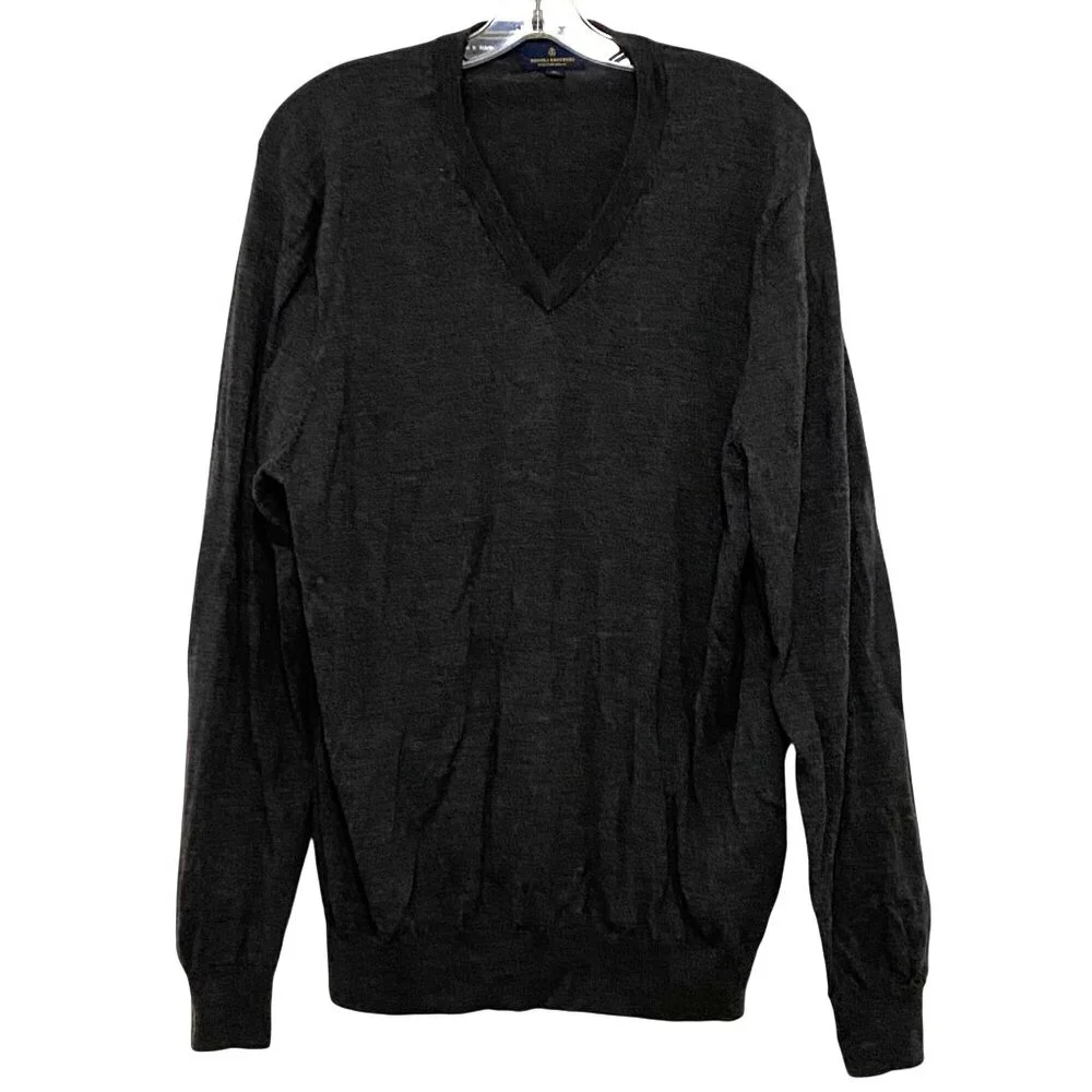 Brooks Brothers Extra Fine Merino Wool Pullover Sweater Mens XL‎ Gray Old Money